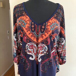 MODE FABULEUX blouse, 1x, multicolored, small tear on the tag blouse great cond.